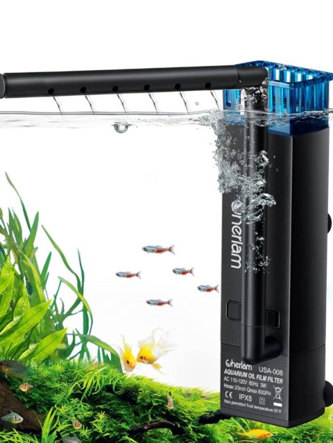 CHERLAM 3 in 1 Aquarium Oil Skimmer for Sea and Fresh Water