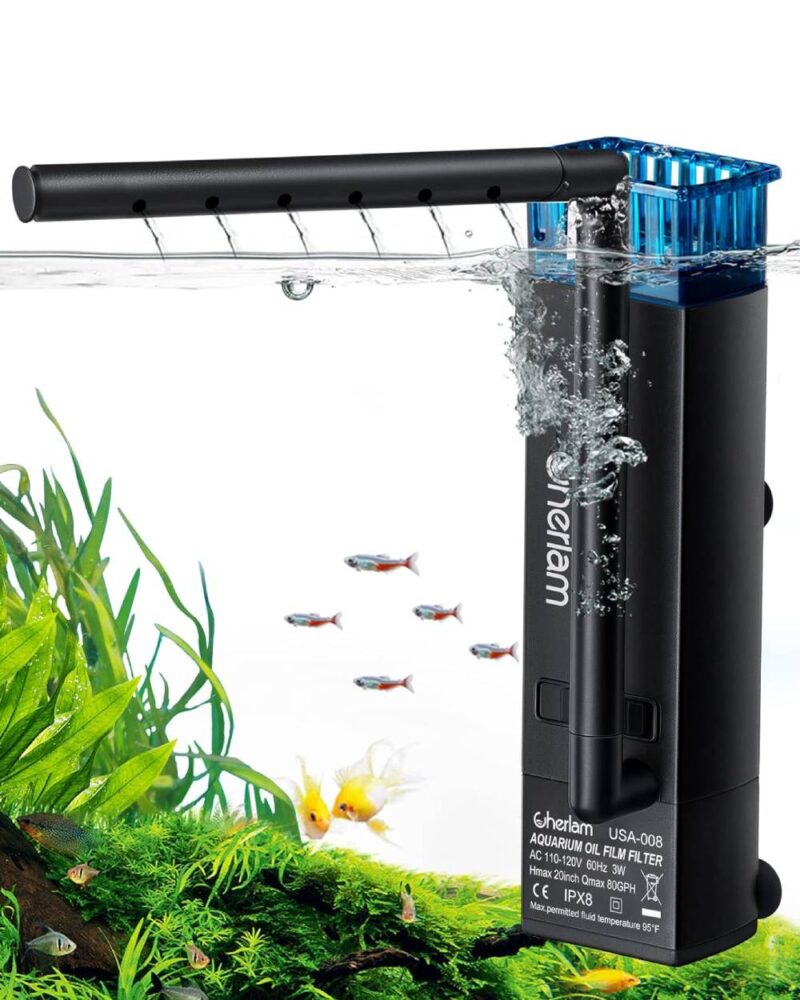 CHERLAM 3 in 1 Aquarium Oil Skimmer for Sea and Fresh Water