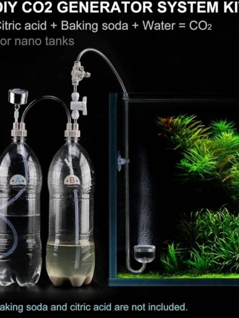 DIY CO2 Generator System Kit with Pressure Gauge Air Flow Adjustment Valve for Aquarium Plants