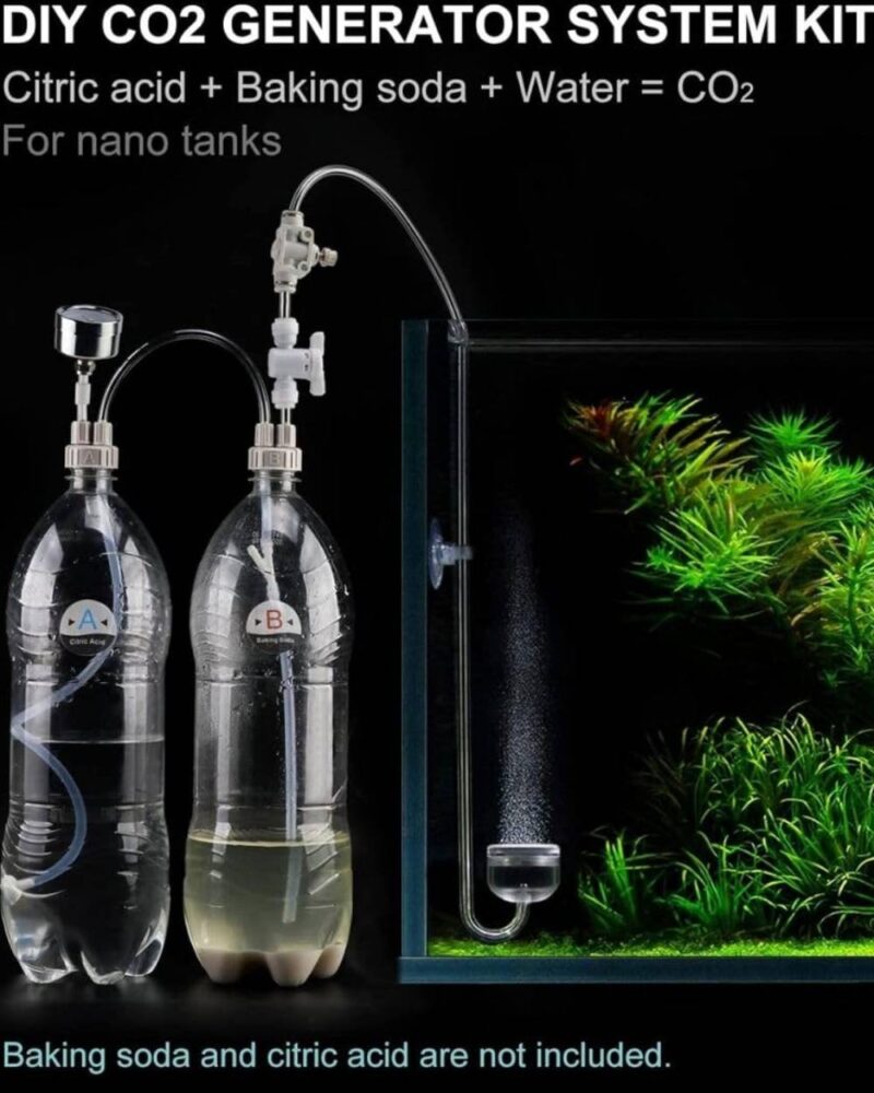 DIY CO2 Generator System Kit with Pressure Gauge Air Flow Adjustment Valve for Aquarium Plants